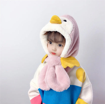 Dicke warme Kinderschals und -mützen mit niedlichen Designs