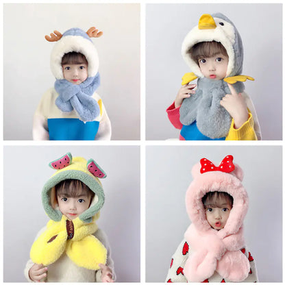 Dicke warme Kinderschals und -mützen mit niedlichen Designs